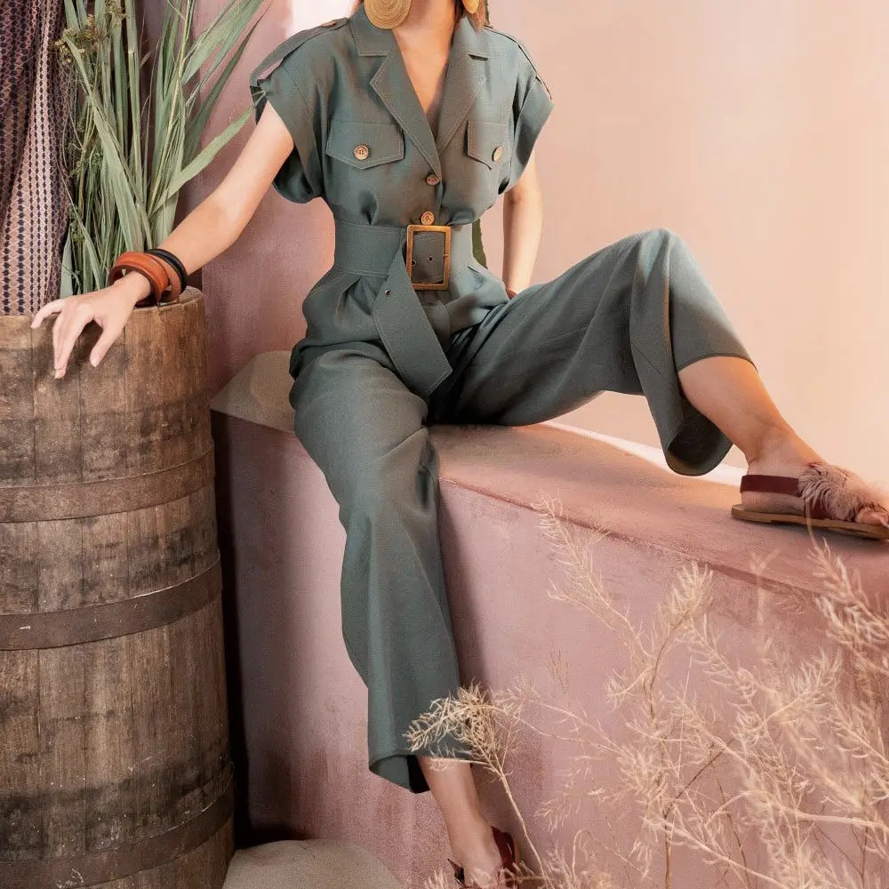 Women's Fashion Blazer Jumpsuits 2022 Summer Single Breasted Belt Playsuits Ladies Notched Collar Sashes Long Rompers
Women's Fashion Blazer Jumpsuits 2022 Summer Single Breasted Belt Playsuits Ladies Notched Collar Sashes Long Rompers