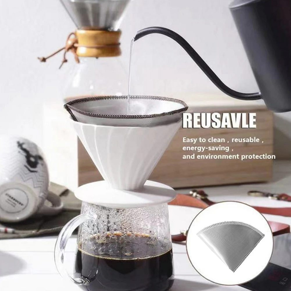 

Сетчатый фильтр для кофе из нержавеющей стали, многоразовый безбумажный фильтр для кофе, легко моющийся, экологически чистый, для кухонных ...
