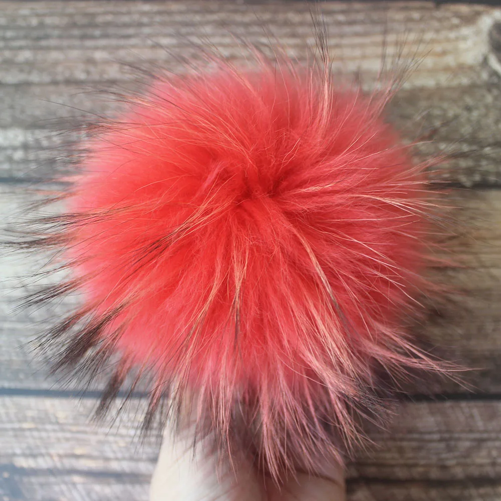 

CUSTOM Luxury Raccoon Fur PomPom 100% Natural Fox Pom Pom Handmade Large Hair Ball Pompon With Buckle Wholesale