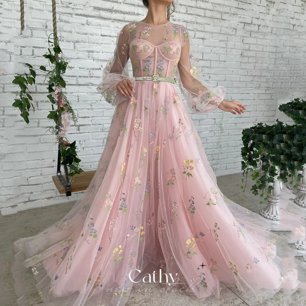 Cathy Spirit A-line Party Dress Puffy Sleeves Flower Evening Dress Sweetie Prom Dress With Belt Spring Tulle Vestidos De Noche
Cathy Spirit A-line Party Dress Puffy Sleeves Flower Evening Dress Sweetie Prom Dress With Belt Spring Tulle Vestidos De Noche
