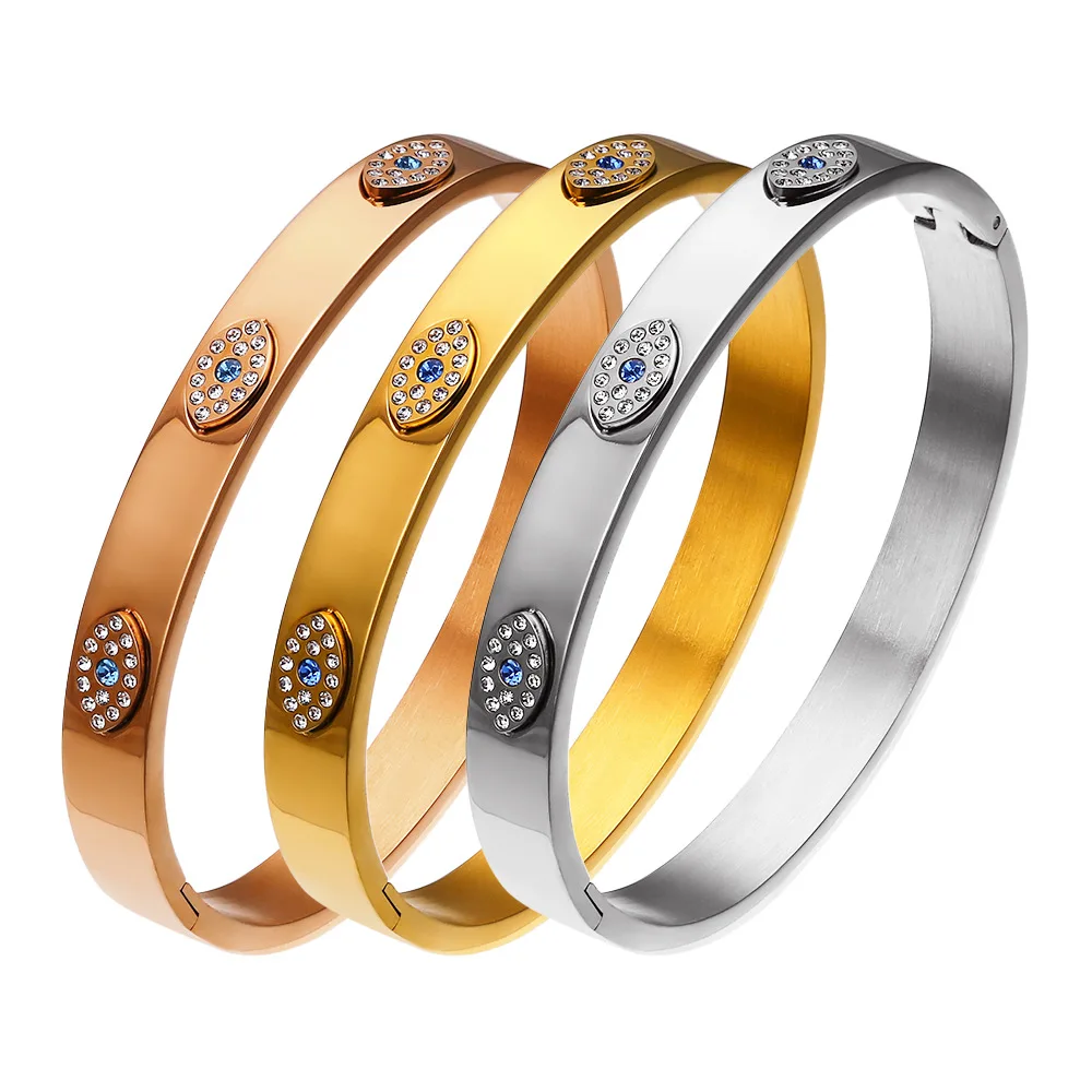 Fashion Luxury Men Women Zircon Rhinestone Eyes Bangle Female Stainless Steel Bangles Bracelet Woman Wristband Jewelry
Fashion Luxury Men Women Zircon Rhinestone Eyes Bangle Female Stainless Steel Bangles Bracelet Woman Wristband Jewelry