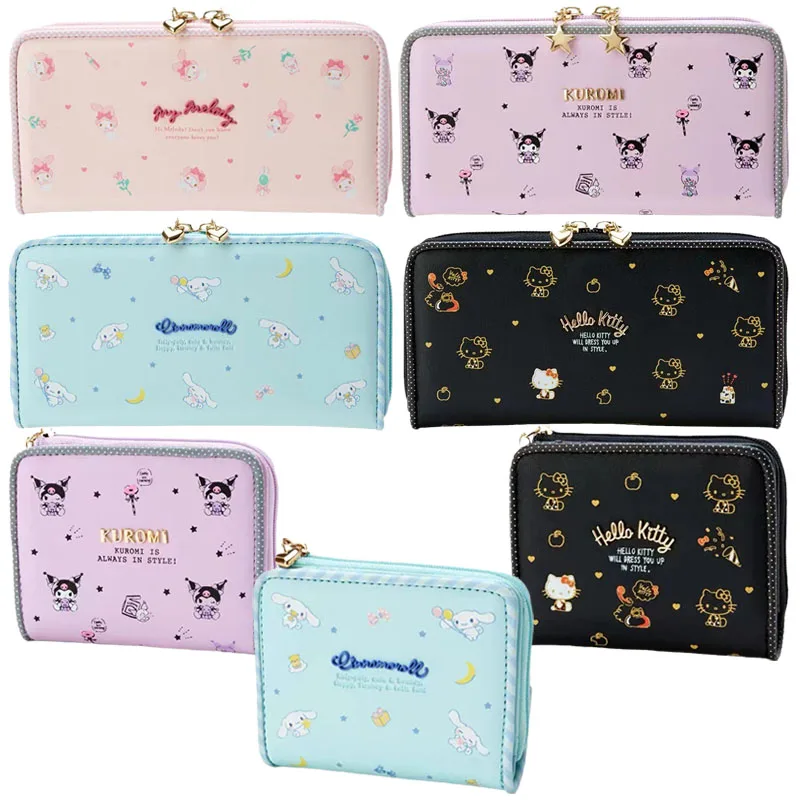 

Sanrioed Cinnamoroll Kuromi Kittys My Melody Coin Purse Cute Cartoon Wallet Credit Card ID Storage Clutch Bag Handbags Girl Gift
