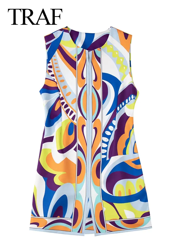 TRAF Print Fashion Commuter Women Dress Vintage Sleeveless Slim Sexy Chic Popular Elegant Pullover Front Slit Women Streetwear
TRAF Print Fashion Commuter Women Dress Vintage Sleeveless Slim Sexy Chic Popular Elegant Pullover Front Slit Women Streetwear