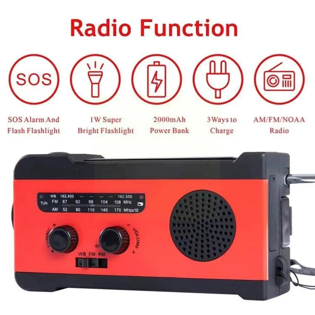 Flashlight Radio Hand Crank Solar Power 2000mah Power Alarm Must-have Ipx3 Sos Emergency Equipment Survival Waterproof Bank H8n0
Flashlight Radio Hand Crank Solar Power 2000mah Power Alarm Must-have Ipx3 Sos Emergency Equipment Survival Waterproof Bank H8n0