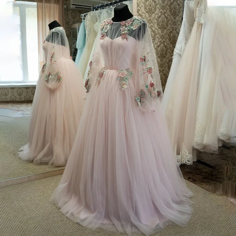 Elegant Long Pink Puff Sleeves 3d Flower Evening Dresses Lace Up Formal Party Prom Dress Robe De Soiree
Elegant Long Pink Puff Sleeves 3d Flower Evening Dresses Lace Up Formal Party Prom Dress Robe De Soiree