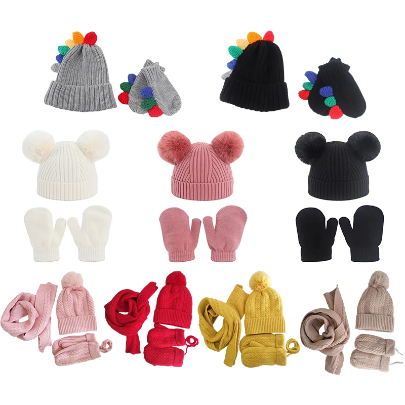 Toddler Kids Knitted Hat Gloves Scarf Multi-Piece Set Baby Girls Boys Fashion Winter Warm Accessories Children Dinosaur Design
Toddler Kids Knitted Hat Gloves Scarf Multi-Piece Set Baby Girls Boys Fashion Winter Warm Accessories Children Dinosaur Design