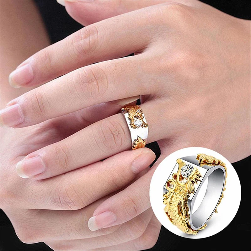 Men's Ring Fashion Men's Ring Gold Color Silver Color Circle Steampunk Vintage Dragon Glass Filled Trendy Jewelry Accessories
Men's Ring Fashion Men's Ring Gold Color Silver Color Circle Steampunk Vintage Dragon Glass Filled Trendy Jewelry Accessories