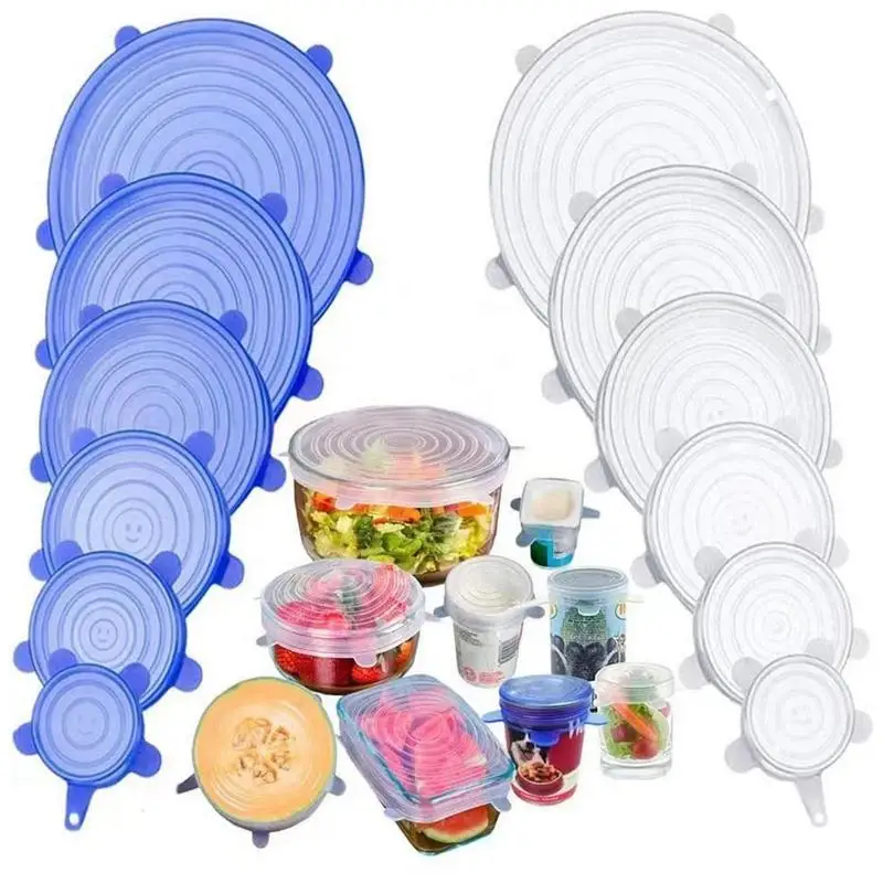 

Bowl Covers Silicone Kitchen Utensils Fresh Keeping Cover 6PCS Transparent Bowls Stretch Lids Reusable Airtight Food Wrap Covers