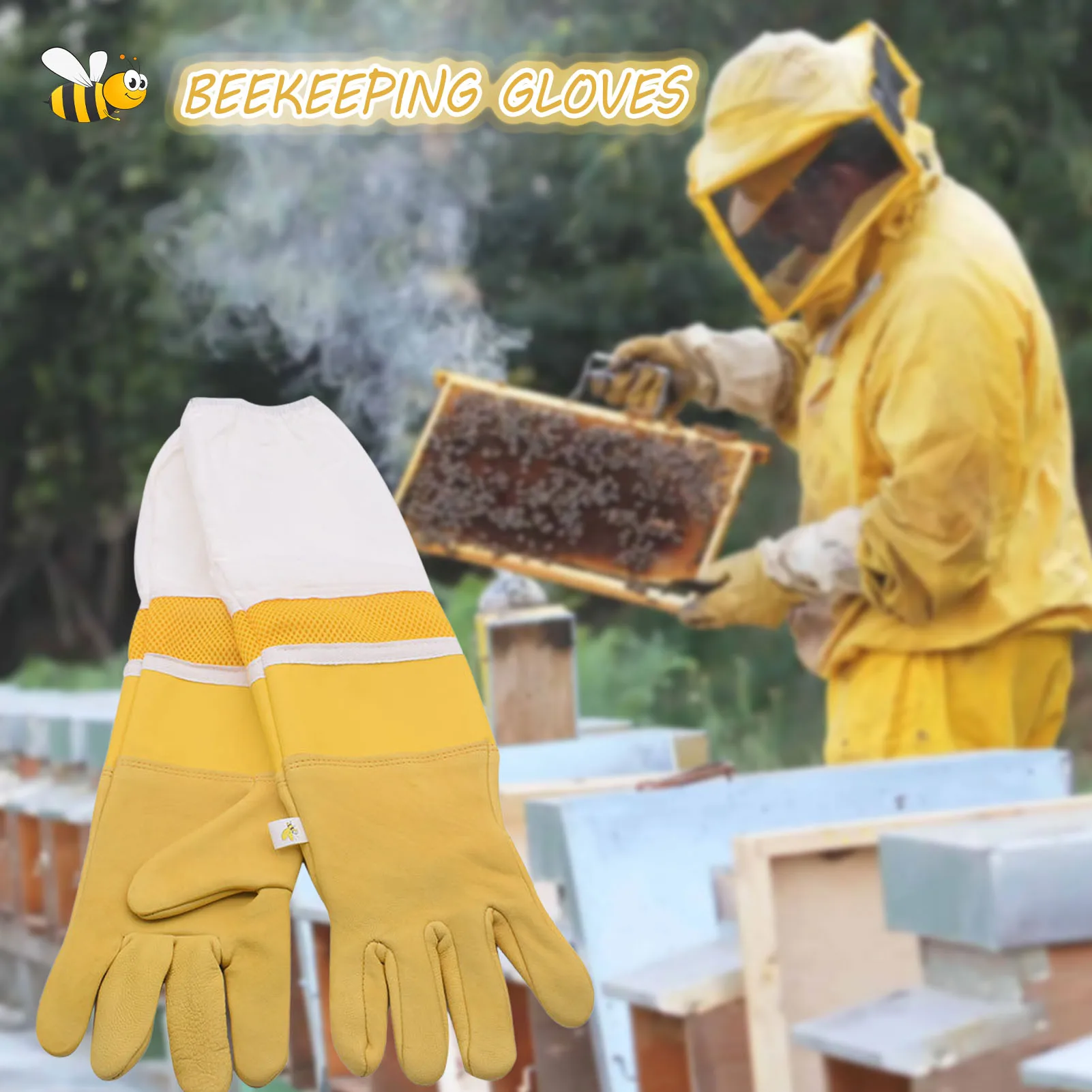 2Pcs Leather Protective Breathable Beekeeping Gloves Long Sleeves with Elastic Cuffs Beekeeping Gloves Gardening Tool Supplies
2Pcs Leather Protective Breathable Beekeeping Gloves Long Sleeves with Elastic Cuffs Beekeeping Gloves Gardening Tool Supplies