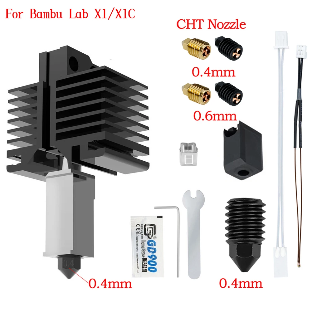 Детали для 3D-принтера 500 ℃ Модернизированный Hotend Kit для Bambu Lab X1 X1C P1P P1S съемный комбинированный Hotend закаленная стальная латунная насадка
Детали для 3D-принтера 500 ℃ Модернизированный Hotend Kit для Bambu Lab X1 X1C P1P P1S съемный комбинированный Hotend закаленная стальная латунная насадка