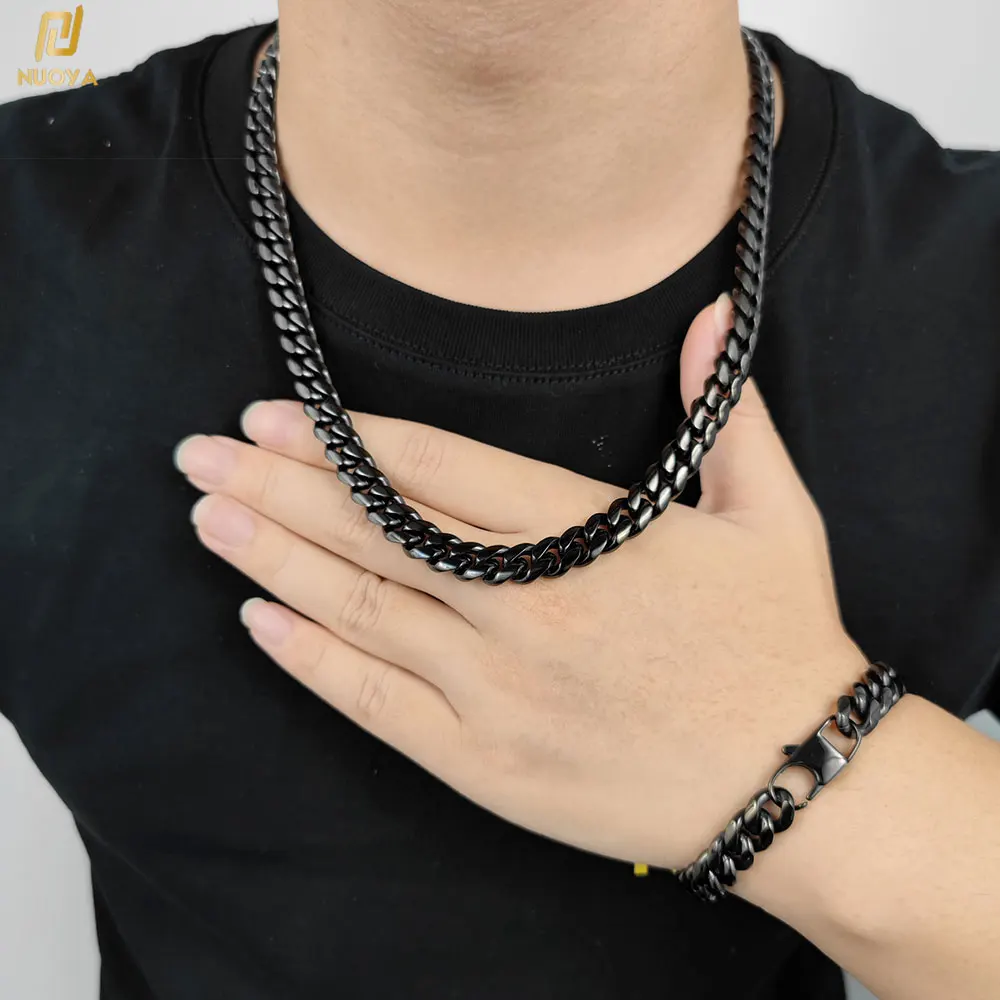 Nuoya 10mm Black Plated Stainless Steel Miami Cuban Link Necklace Cuban Chains for Men Women
Nuoya 10mm Black Plated Stainless Steel Miami Cuban Link Necklace Cuban Chains for Men Women