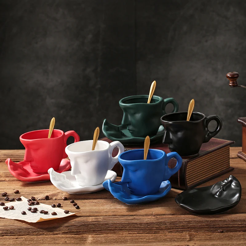 European 260ML Ceramic Coffee Cup Set Retro Bar Creative Gift Sculpture Couple Mug with Spoon Exquisite Ceramic Coffee Cup
European 260ML Ceramic Coffee Cup Set Retro Bar Creative Gift Sculpture Couple Mug with Spoon Exquisite Ceramic Coffee Cup