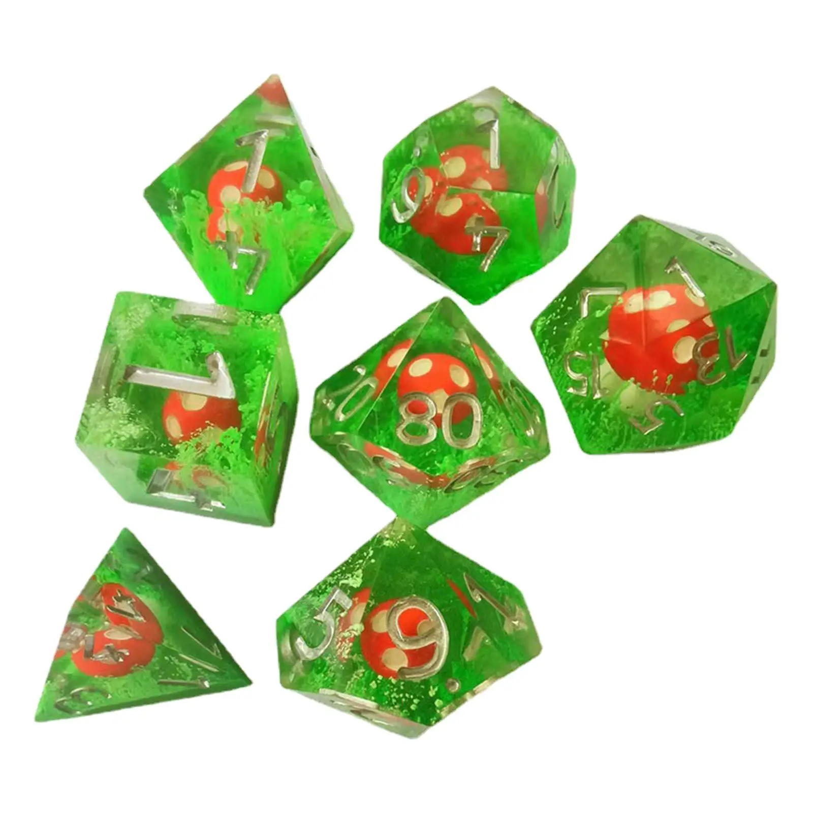7x Acrylic Multisided Dices Set Numeral Dices Green D20 D12 D10 D8 D6 D4 for RPG
7x Acrylic Multisided Dices Set Numeral Dices Green D20 D12 D10 D8 D6 D4 for RPG