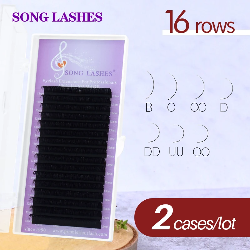 

SONG LASHES 0.15mm Thickness Soft Thin False Eyelash Extensions Tip B C CC D curl Two trays per Pack for Professional