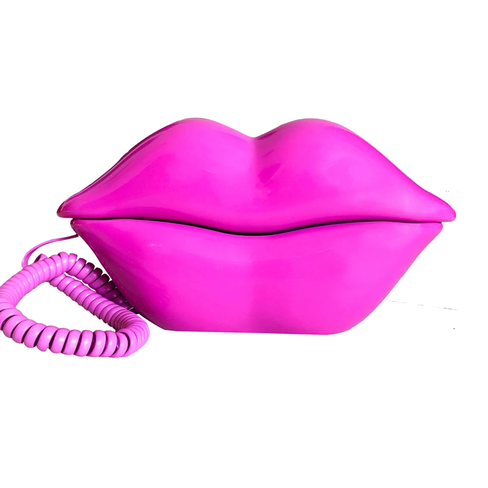 

Corded Pink Telephone Real Working Desktop Home Office Telephone Cute Cartoon Lips Telephone phone Children Role Play Phone Gift