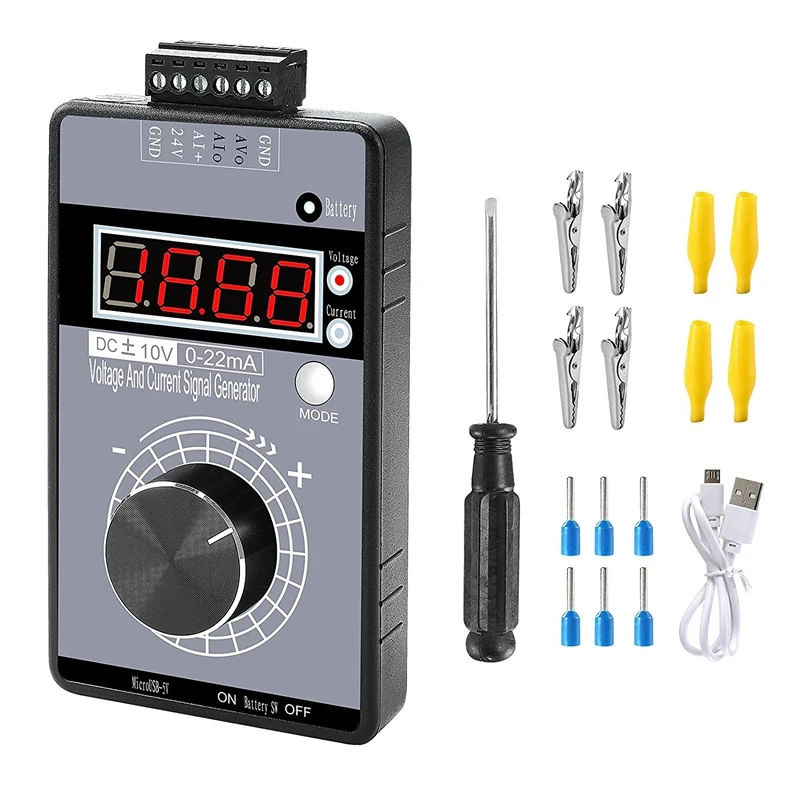 DC 0-10V 0/4-20MA Current Voltage Signal Generator, Built-In Battery Power Supply,Adjustable 4-Digit Display, For PLC
DC 0-10V 0/4-20MA Current Voltage Signal Generator, Built-In Battery Power Supply,Adjustable 4-Digit Display, For PLC