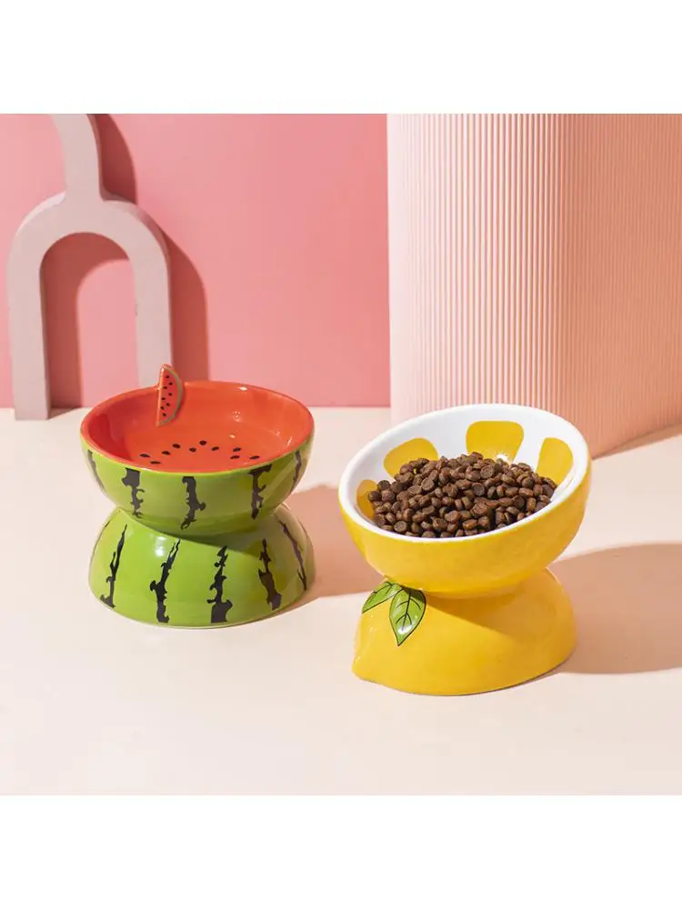 

Ceramic Cat Bowl Cat Food Bowl Protects Cervical Spine Oblique Toe Bowl Pet Supplies