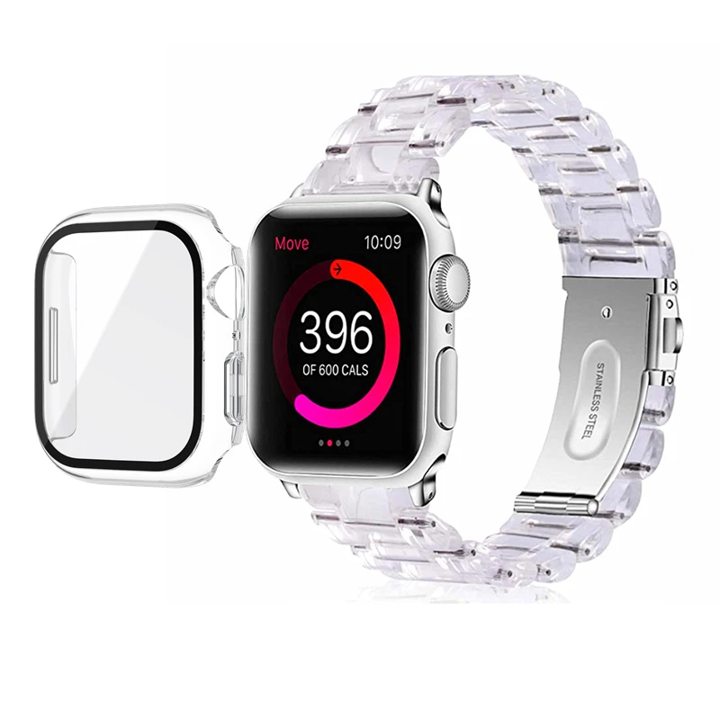 Resin Strap+Case for Apple Watch Series 7 Band SE 6 5 4 45mm 41mm 44mm 40mm Transparent Strap Armor iWatch 3 42mm 38mm Bracelet
Resin Strap+Case for Apple Watch Series 7 Band SE 6 5 4 45mm 41mm 44mm 40mm Transparent Strap Armor iWatch 3 42mm 38mm Bracelet