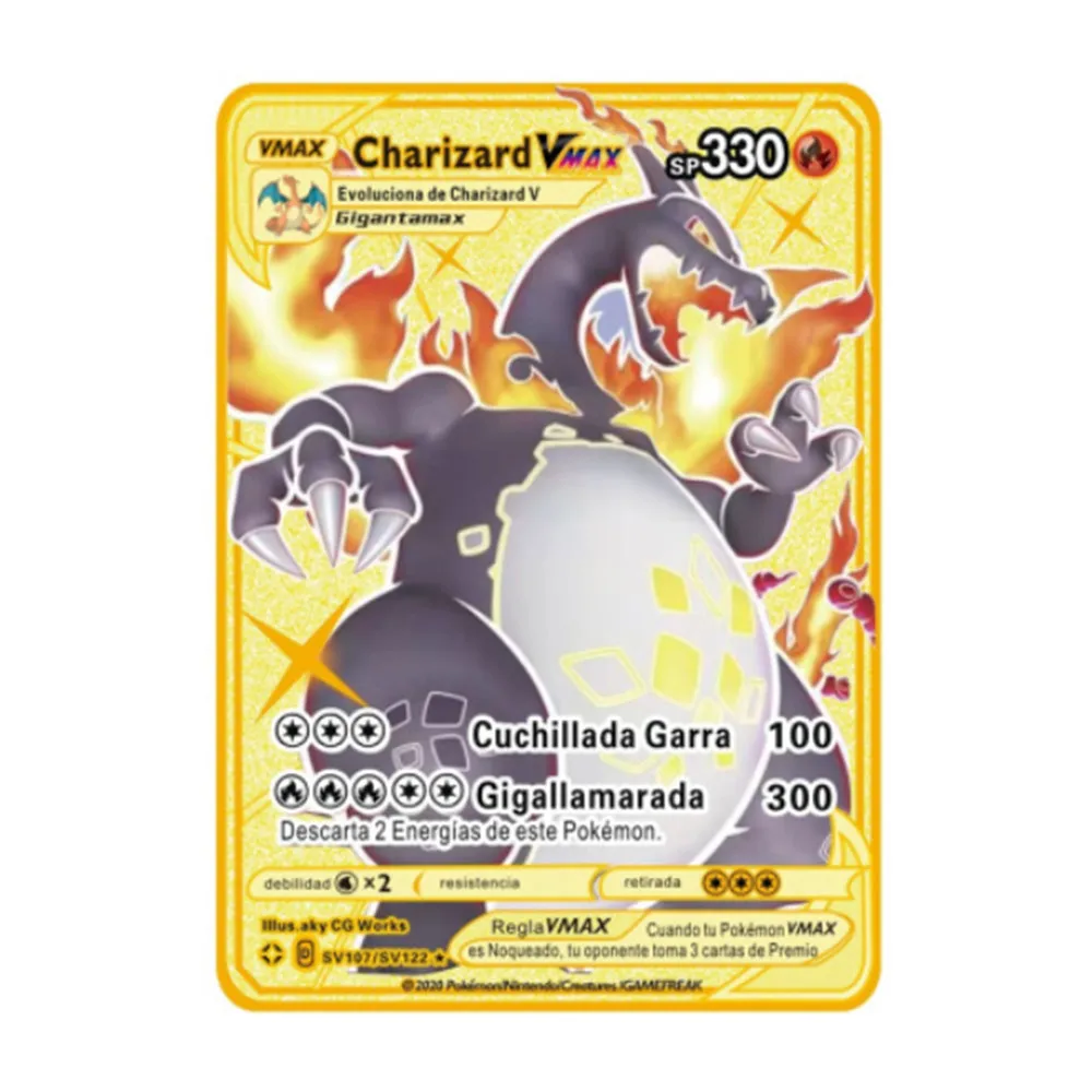 Pokemon Cards Spanish Metal Cards Pikachu Mewtwo Charizard GX Vmax Children's Originales Gold Collection Game for Kids
Pokemon Cards Spanish Metal Cards Pikachu Mewtwo Charizard GX Vmax Children's Originales Gold Collection Game for Kids