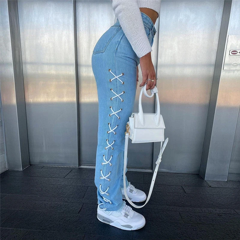 Yvlvol jeans women 2022 spring and summer new slim lace-up washed Denim pants over size
Yvlvol jeans women 2022 spring and summer new slim lace-up washed Denim pants over size