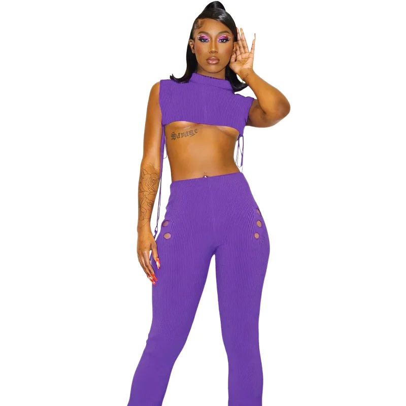 New Women'S Solid Color Ribbed Tracksuit Hollow Lace Tight Yoga Sports Suit Sexy Girls Trending 2 Piece Outfit Holes Pant
New Women'S Solid Color Ribbed Tracksuit Hollow Lace Tight Yoga Sports Suit Sexy Girls Trending 2 Piece Outfit Holes Pant
