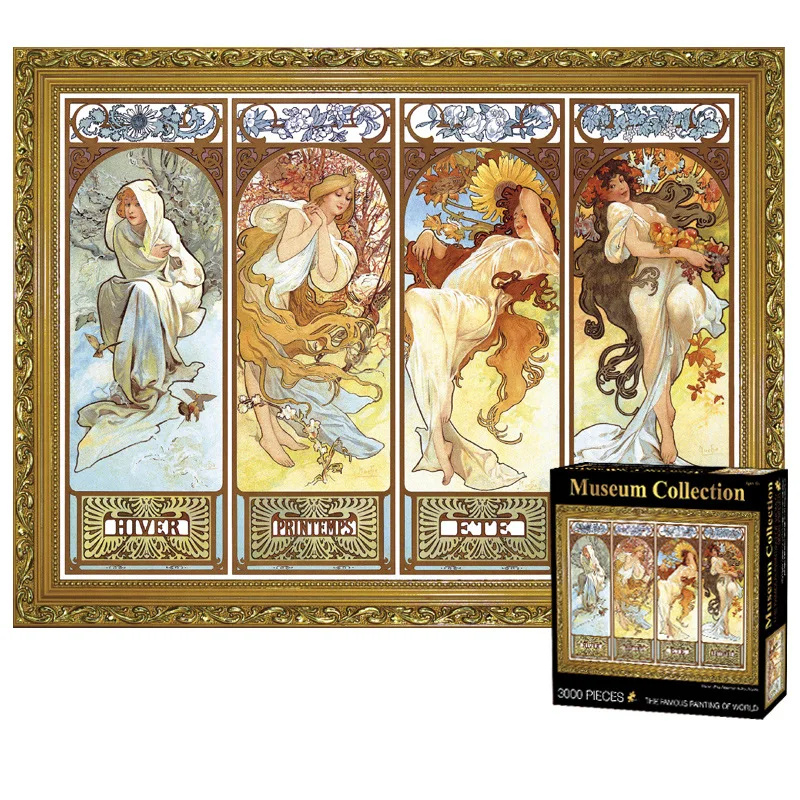 

World Famous Painting Puzzles For Adults 3000 Pieces Four Seasons 115*82cm Huge Size Paper Jigsaw Gift 1.8kg Game Challenge Toy