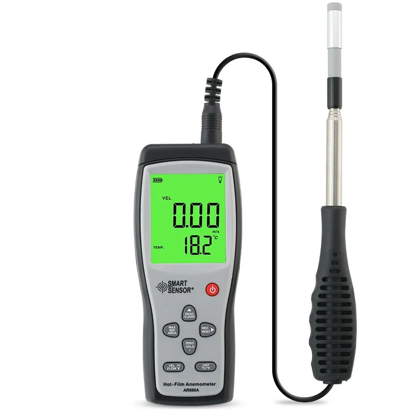AR866A Hot-film Anemometer Air Flow Velocity Meter 0.0-30M/S wind speed meter Thermal anemometer Temperature Meter with USB
AR866A Hot-film Anemometer Air Flow Velocity Meter 0.0-30M/S wind speed meter Thermal anemometer Temperature Meter with USB