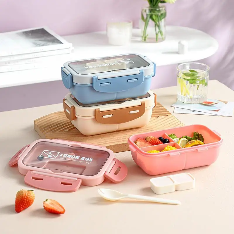 

Japanese -style microwave furnace student lunch box heating office workers fitness salad belt sealing fruits scoop bento box