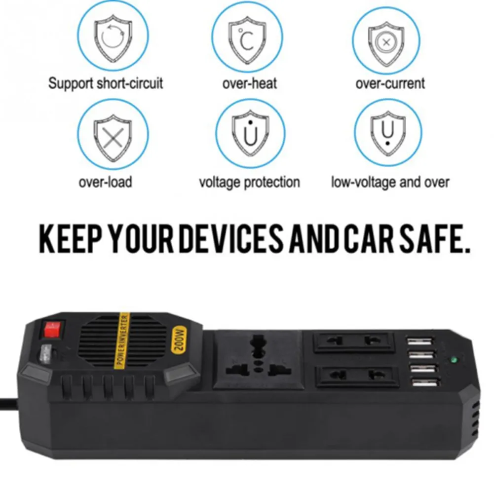 Car Power Inverter 12V 220V 200W Portable Inverters Voltage Converter DC To AC DC 12V To 220V Voltage Converters Car Accessories
Car Power Inverter 12V 220V 200W Portable Inverters Voltage Converter DC To AC DC 12V To 220V Voltage Converters Car Accessories
