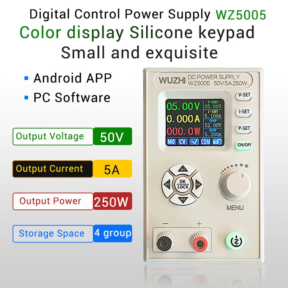 WZ5005 DC DC Buck Converter Power Module CC CV 250W Adjustable Regulation Laboratory Variable LCD Display Power Supply
WZ5005 DC DC Buck Converter Power Module CC CV 250W Adjustable Regulation Laboratory Variable LCD Display Power Supply