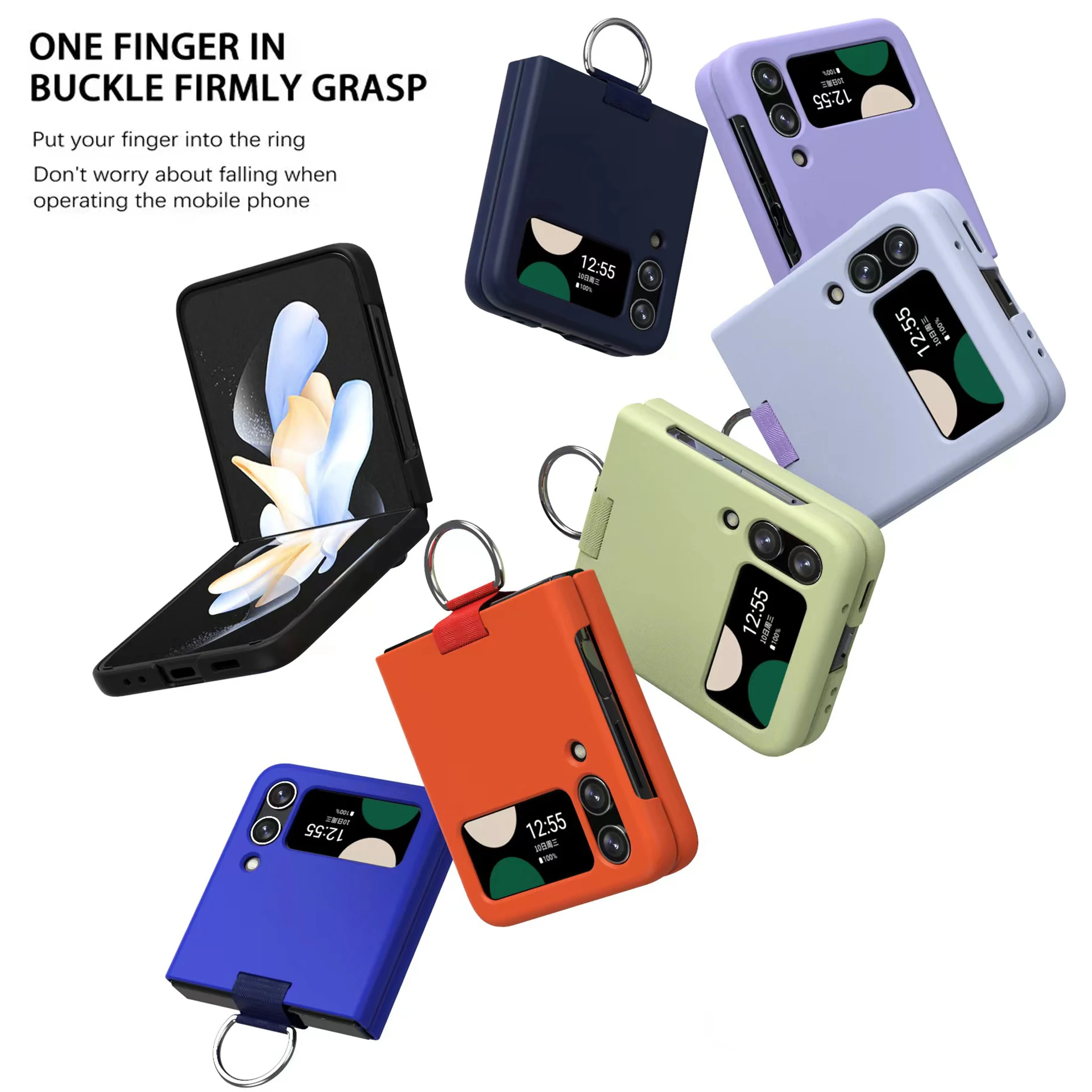 zflip4 Folding screen protective back cover case for samsung Z Flip 4 Flip 3 soft coque mobile case with finger ring buckle
zflip4 Folding screen protective back cover case for samsung Z Flip 4 Flip 3 soft coque mobile case with finger ring buckle