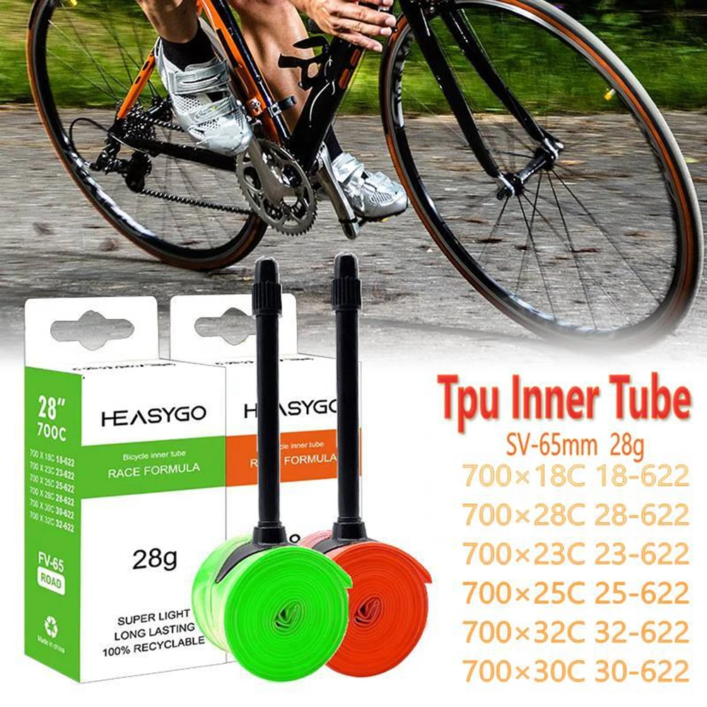 Ultralight Bike Inner Tube 700C 18 23 25 28 30 32 Road Bicycle TPU Tire 65mm Length French Valve Super Light Tube Patch Kits 
Ultralight Bike Inner Tube 700C 18 23 25 28 30 32 Road Bicycle TPU Tire 65mm Length French Valve Super Light Tube Patch Kits
