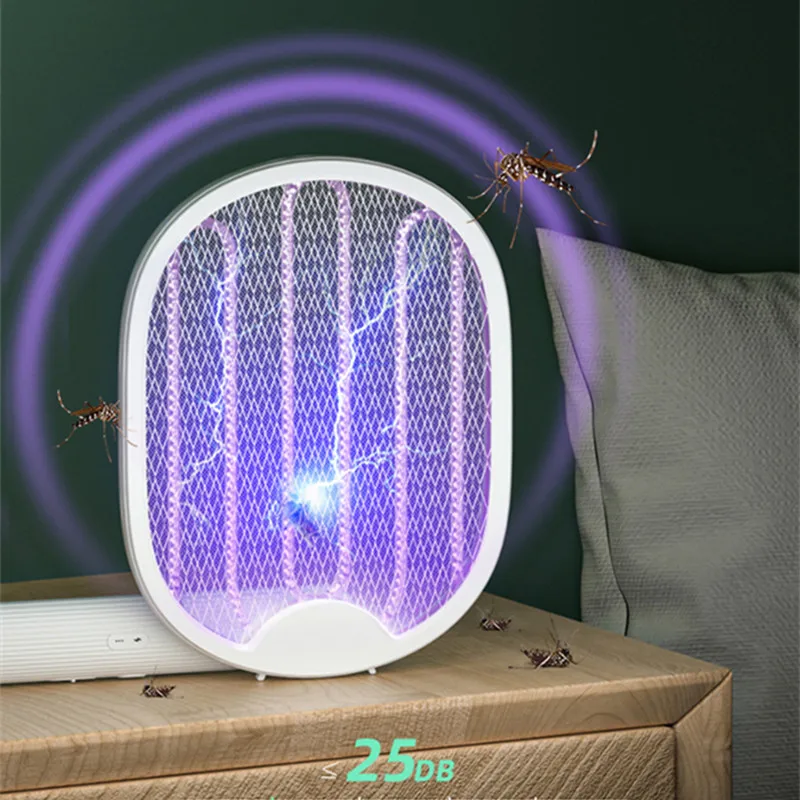 

4 In 1 Rotary Folding Electric Mosquito Swatter Radiationless Mosquito Killer Lamp USB Recharge Fly Bug Zapper Mute Insect Trap
