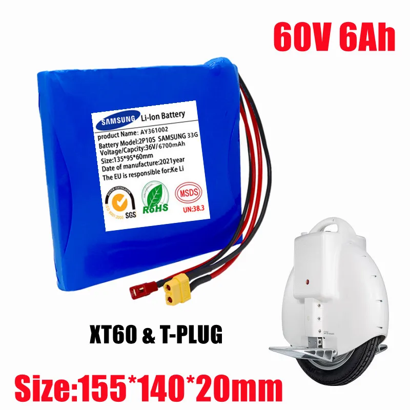 60V 6Ah 18650 16S1P Lithium Battery Pack 6000mAh with BMS Self-balancing Vehicle Electric Unicycle Replacement Battery Kit
60V 6Ah 18650 16S1P Lithium Battery Pack 6000mAh with BMS Self-balancing Vehicle Electric Unicycle Replacement Battery Kit