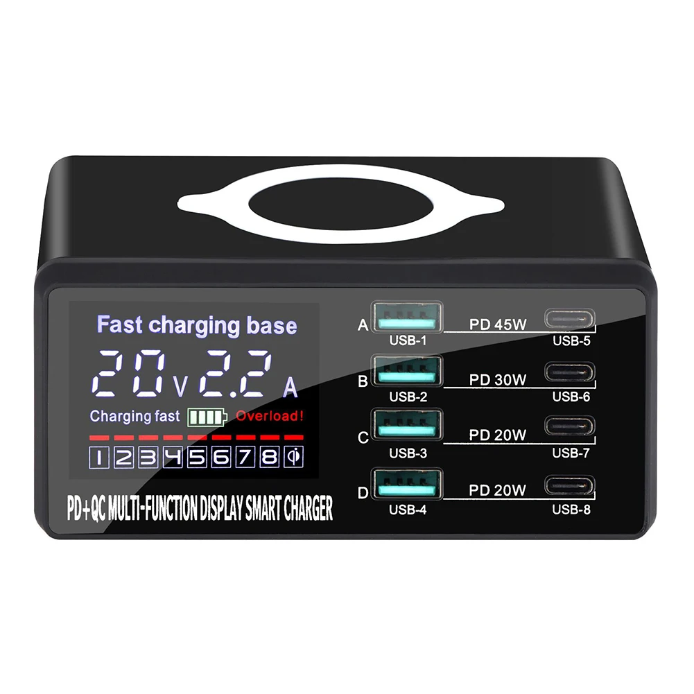 8-Port USB Charger LCD Quick Charge Wireless Charger USB C PD Fast Charger for iPhone 13 12 Pro MacBook Air Samsung S20 Xiaomi
8-Port USB Charger LCD Quick Charge Wireless Charger USB C PD Fast Charger for iPhone 13 12 Pro MacBook Air Samsung S20 Xiaomi