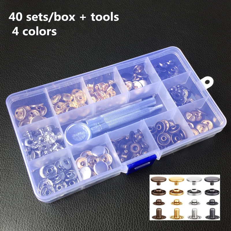 40 Setssnap Fasteners Kit 12.5mm Metal Snap Buttons Button Type Decoration Set Type Shape Type of Wholesale Product Type Feature
40 Setssnap Fasteners Kit 12.5mm Metal Snap Buttons Button Type Decoration Set Type Shape Type of Wholesale Product Type Feature