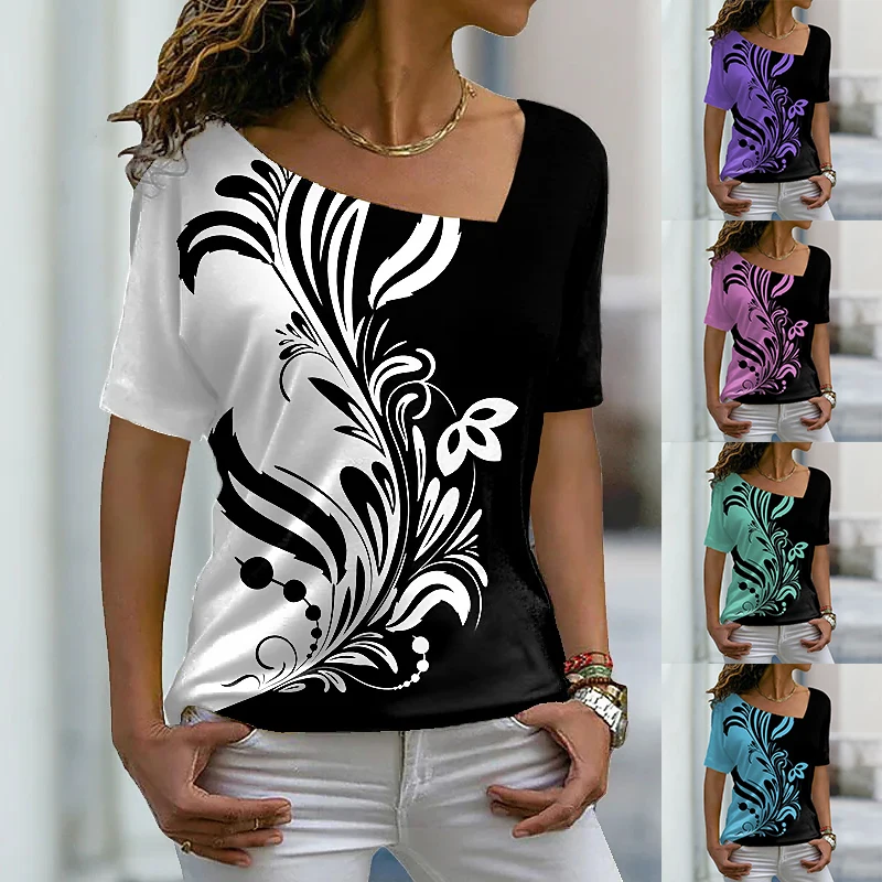 2022 Summer Women Fashion Casual Floral Theme Abstract T Shirt V Neck Basic Tops 3D Print Loose Short Sleeve Pullover New Shirs
2022 Summer Women Fashion Casual Floral Theme Abstract T Shirt V Neck Basic Tops 3D Print Loose Short Sleeve Pullover New Shirs