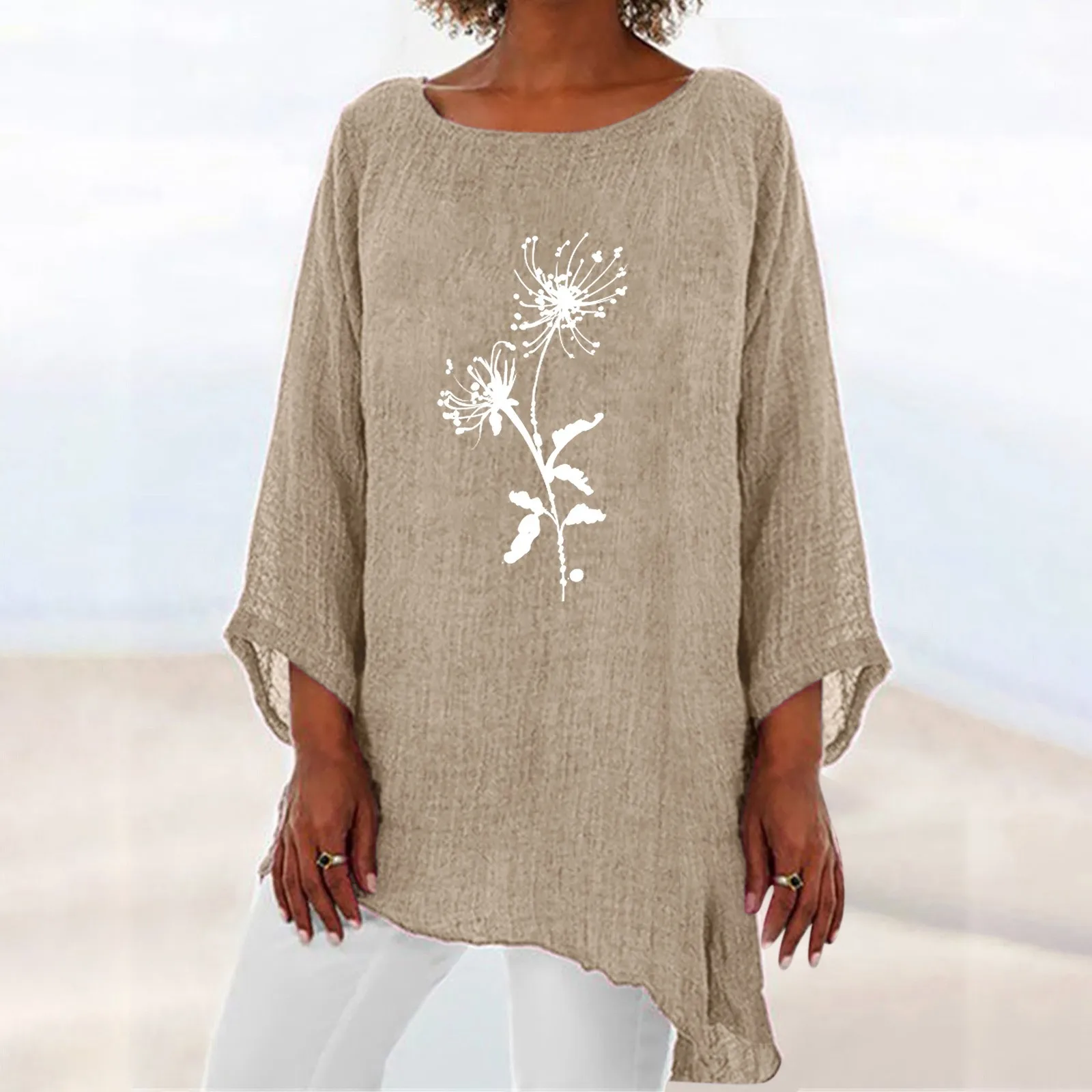 Womens 3 Of 4 Sleeve Crew Neck Irregular Hem Top T Shirt Casual Linen Blend Winter Clothes for Women Workout Tops
Womens 3 Of 4 Sleeve Crew Neck Irregular Hem Top T Shirt Casual Linen Blend Winter Clothes for Women Workout Tops