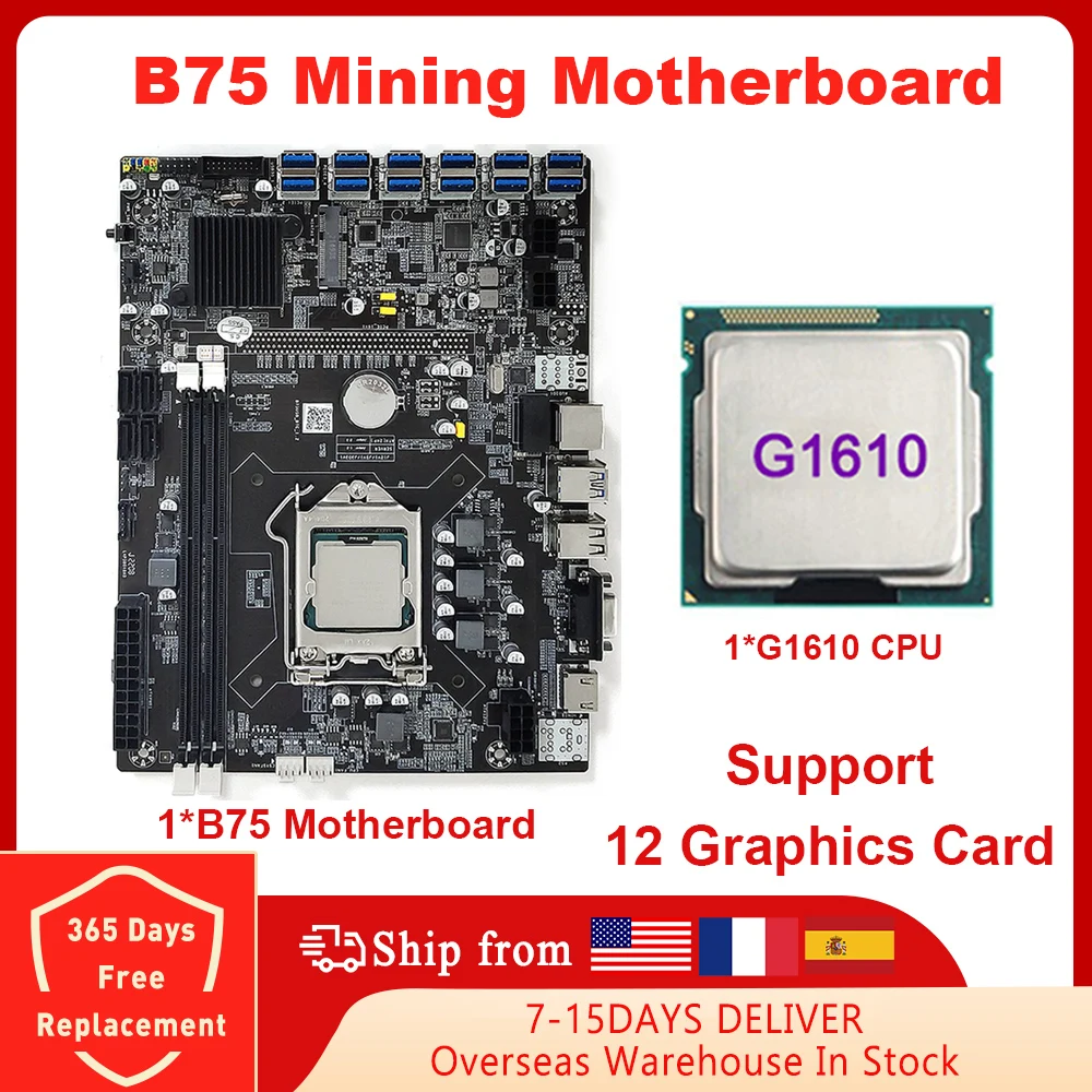BTC B75 Mining Motherboard LGA 1155 SATA3.0 12*PCIE To USB3.0 Supports 12 GPU Graphics Card DDR3 HD VGA ETH Bitcoin Miner Rig
BTC B75 Mining Motherboard LGA 1155 SATA3.0 12*PCIE To USB3.0 Supports 12 GPU Graphics Card DDR3 HD VGA ETH Bitcoin Miner Rig