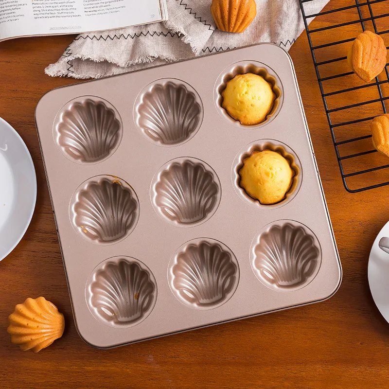 4/6/9/12 Grids Gold Carbon Steel Shell Cake Mold Chocolate Confectionery Mould Non-stick Bakeware Baking Utensils for Kitchen
4/6/9/12 Grids Gold Carbon Steel Shell Cake Mold Chocolate Confectionery Mould Non-stick Bakeware Baking Utensils for Kitchen