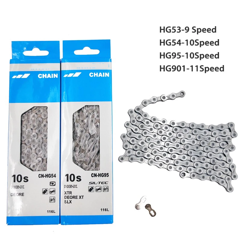 8/9/10/11 Speed Bicycle Chain Durable Road MTB Bike Chains HG53/54/73/95/701/901 12V Current for SLX XT XTR
8/9/10/11 Speed Bicycle Chain Durable Road MTB Bike Chains HG53/54/73/95/701/901 12V Current for SLX XT XTR