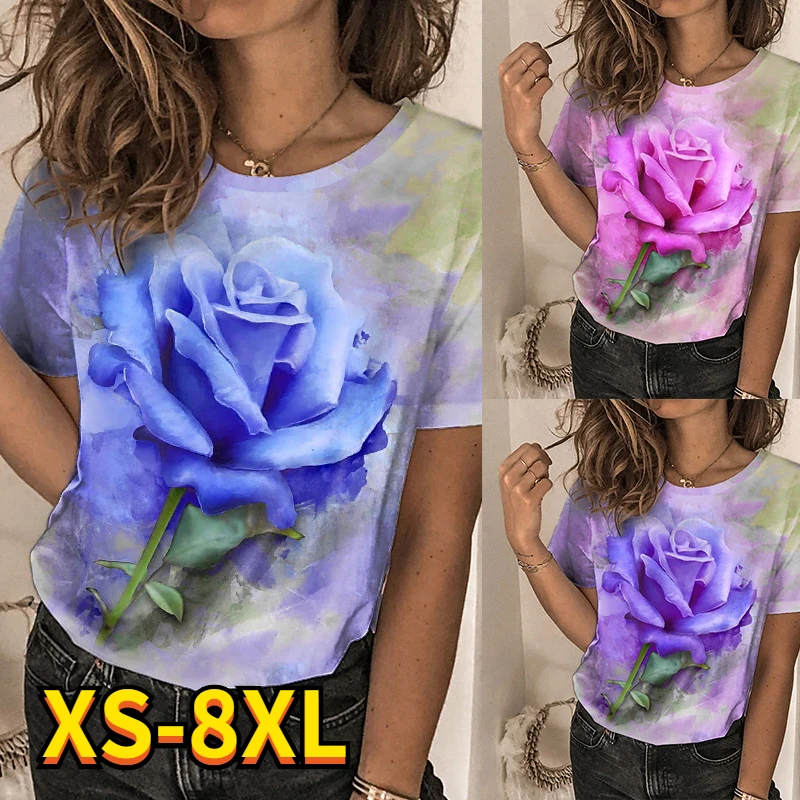 2022 New Fashion Women's T shirt Rose Bird Patchwork Print Round Neck Basic Tops White / 3D Print Plus Size 8XL
2022 New Fashion Women's T shirt Rose Bird Patchwork Print Round Neck Basic Tops White / 3D Print Plus Size 8XL