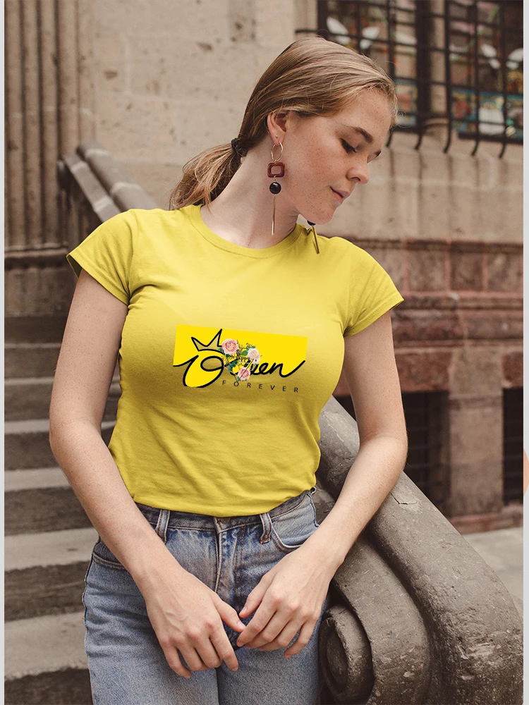 Yeskuni Queen Forever смешные футболки женские топы в готическом стиле с коротким рукавом