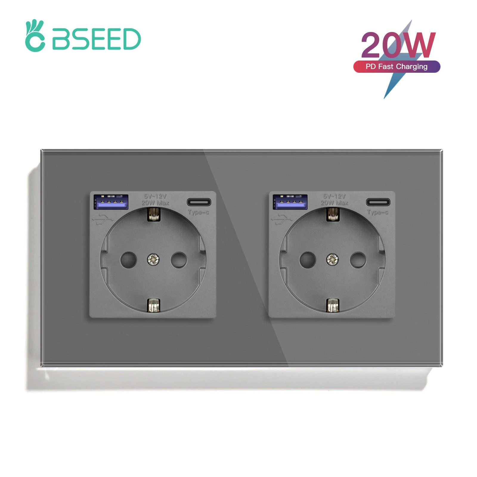 BSEED 20 Вт настенная розетка с USB Type-C
BSEED 20 Вт настенная розетка с USB Type-C