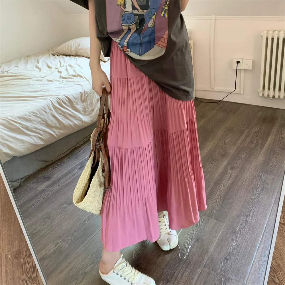 Hzirip 2022 Pleated Maxi Skirts Solid Fashion Casual High Waist Office Lady Normcore Summer New Slim Work Wear Loose A-Line 
Hzirip 2022 Pleated Maxi Skirts Solid Fashion Casual High Waist Office Lady Normcore Summer New Slim Work Wear Loose A-Line