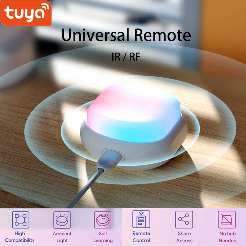 Tuya Smart Life IR RF универсальный пульт дистанционного управления с светильник окружающей среды, встроенная Кнопка смарт-сцены, инфракрасная радиочастота
Tuya Smart Life IR RF универсальный пульт дистанционного управления с светильник окружающей среды, встроенная Кнопка смарт-сцены, инфракрасная радиочастота