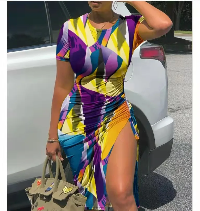 Summer Dress Women Printing O Neck Short Sleeve Slit Bodycon Midi Dresses 2022 Female Tie Dye Casual Party Vestido Women
Summer Dress Women Printing O Neck Short Sleeve Slit Bodycon Midi Dresses 2022 Female Tie Dye Casual Party Vestido Women