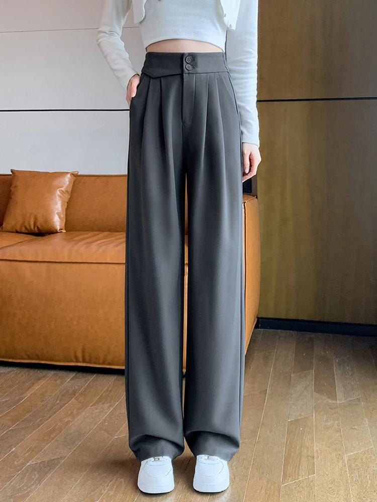 Spring Autumn Fashion New Office Lady OL Suit Pants Loose Relaxed High Waist Slim Solid Wide Leg Pants for Women Trousers Female
Spring Autumn Fashion New Office Lady OL Suit Pants Loose Relaxed High Waist Slim Solid Wide Leg Pants for Women Trousers Female