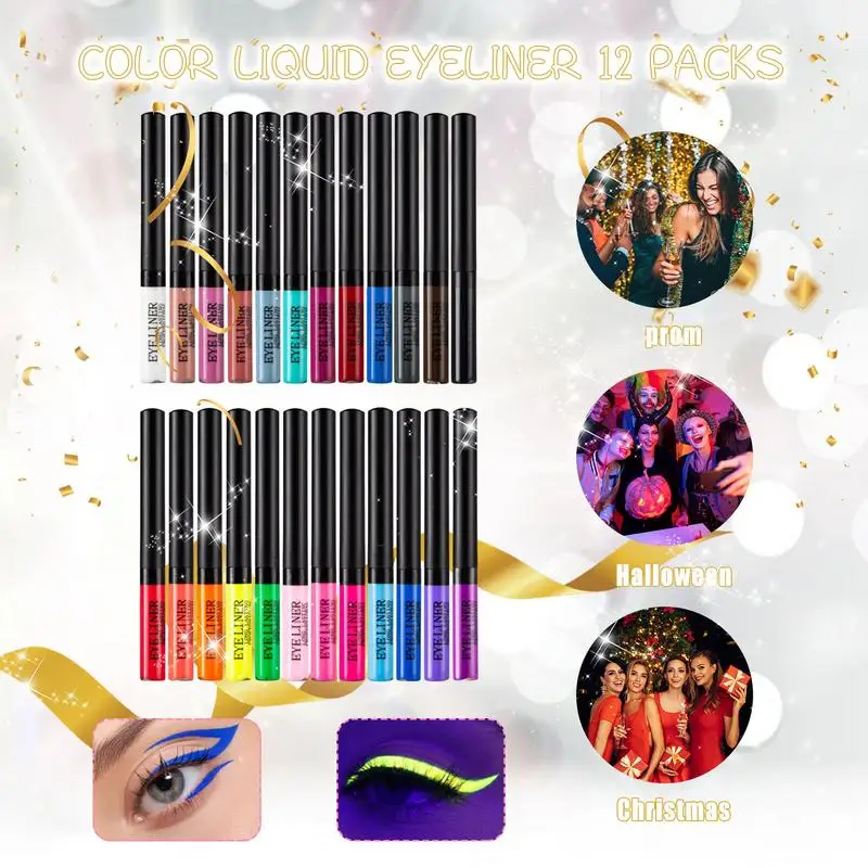 12Pcs Colored Eyeliners Matte Liquid Eyeliner Set Eye Makeup Eye Liner Kit Vibrant Glowing Waterproof Eyeliner Pen Quick-Drying
12Pcs Colored Eyeliners Matte Liquid Eyeliner Set Eye Makeup Eye Liner Kit Vibrant Glowing Waterproof Eyeliner Pen Quick-Drying