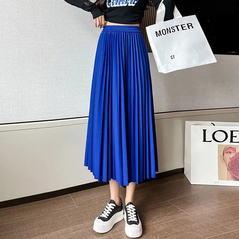 2022 Spring Summer Women's New French Loose Pleated Skirts Female High Waist A-line Skirts Ladies Midi Solid Color Skirts R205
2022 Spring Summer Women's New French Loose Pleated Skirts Female High Waist A-line Skirts Ladies Midi Solid Color Skirts R205